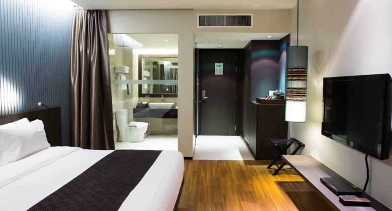 Interior of modern comfortable hotel room